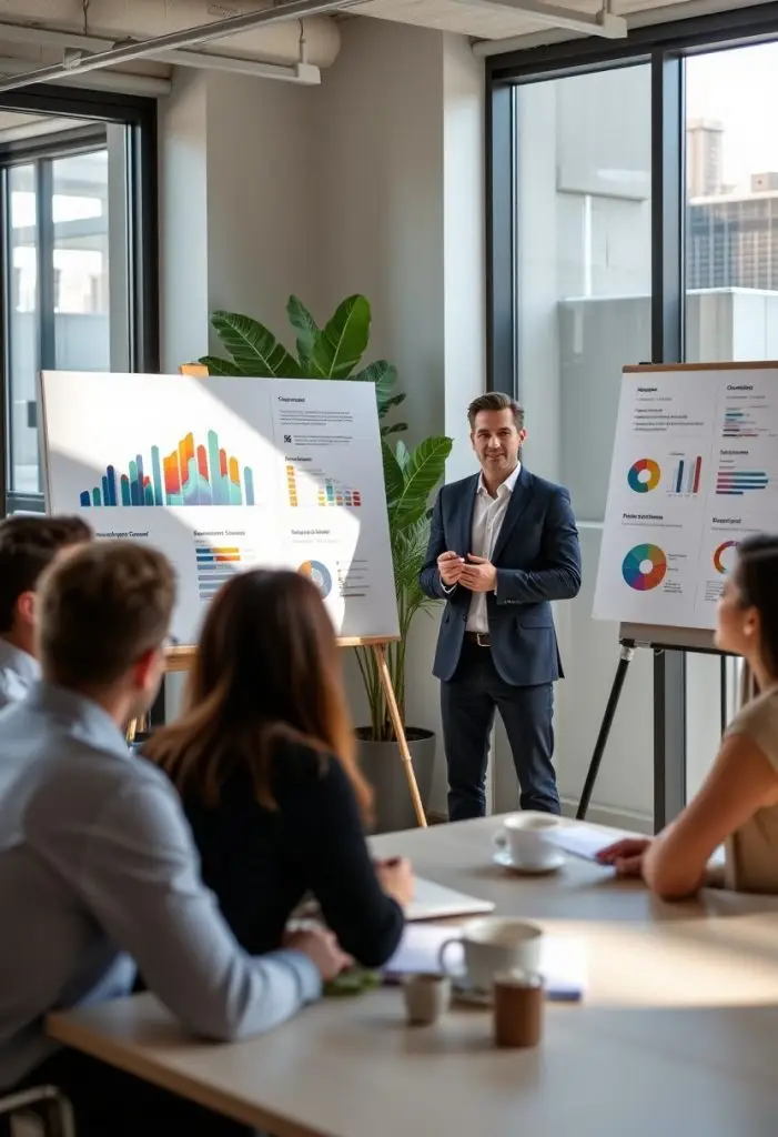 business team meeting with brand strategy consultant