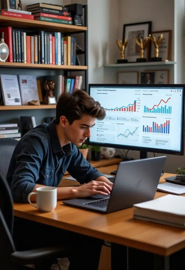 Email marketing campaign on laptop with charts