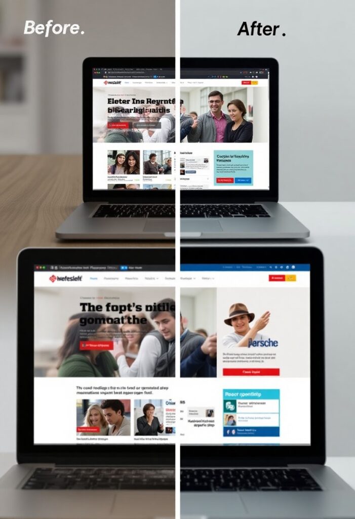 "Professional team working on website redesign services"