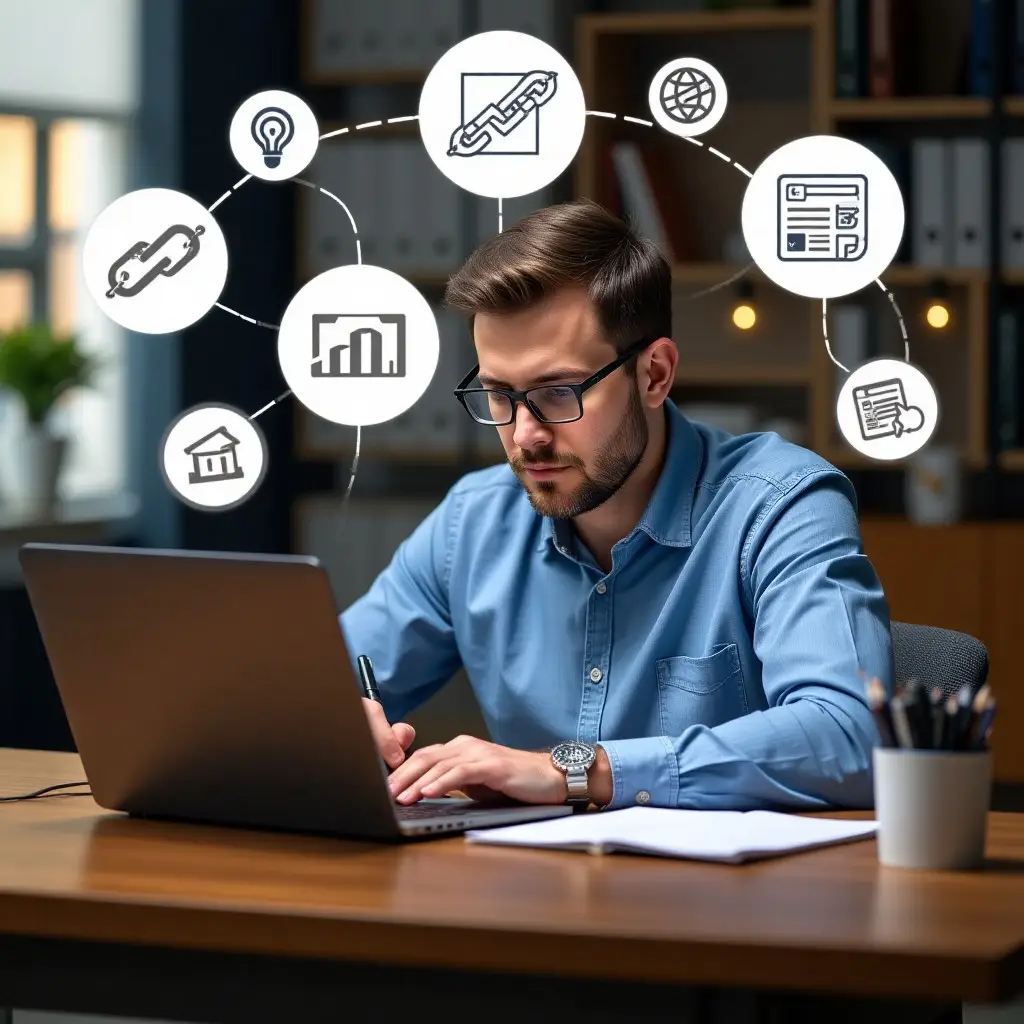 Blogger writing SEO content to attract backlinks